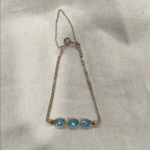 Gold Minimalist Bracelet with Blue Topaz Stones